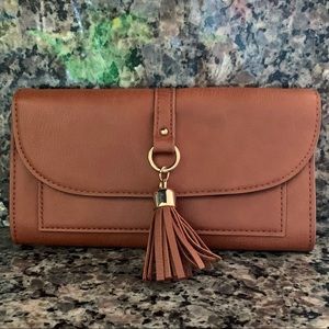 New F21 Brown Wallet with Tassel Detail